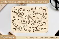 Children Sea Animal Puzzle Laser Cut SVG | Kid's Puzzle Svg Product Image 2