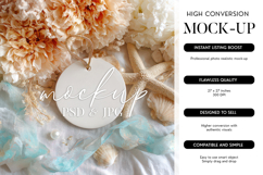 Round Ornament Mockup PSD Smart Object Coastal Beach Product Image 1