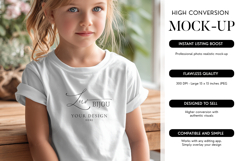 Youth Girl T-Shirt Mockup Bella Canvas 3001T School Age Product Image 1