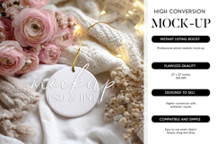 Round Ornament Mockup PSD Smart Object Cozy Winter Product Image 1
