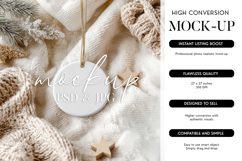 Round Ornament Mockup PSD Smart Object Neutral Knit Boho Product Image 1