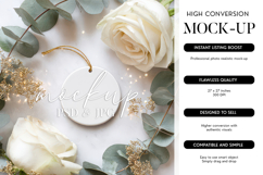 Round Ornament Mockup PSD Smart Object Eucalyptus Rose Product Image 1