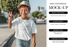 Boy T-Shirt Mockup Blank White Tee Urban Street Style Product Image 1