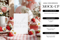 Card Mockup PSD Smart Object Strawberry Picnic Summer Product Image 1