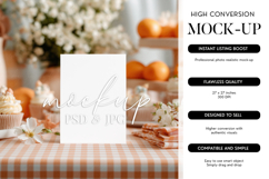 Card Mockup PSD Smart Object Gingham Picnic Template Product Image 1