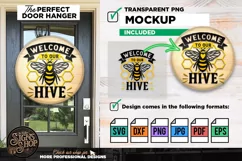 Welcome to our hive | Bee SVG Door Hanger Sign | Cricut file Product Image 6