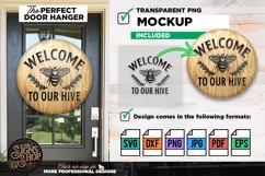 Welcome to our hive Vintage | Bee SVG Door Hanger Sign Product Image 6
