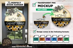 Home Sweet Home | Bee SVG Door Hanger Sign | Cricut file Product Image 6