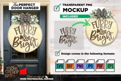 Furry and Bright | Christmas Dog SVG Sign | Door hanger Product Image 2