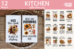 Fall Kitchen Towel Sublimation, Farmhouse Kitchen Towel Product Image 1