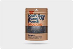 Kraft Bag Stand Up Pouch Doypack with Clear Window Mockup Product Image 1