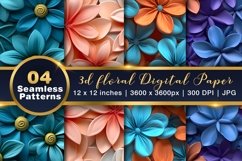 3D floral Seamless Digital Paper, floral digital paper Product Image 1