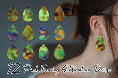 Sublimation earring bundle grid pattern gradient dark green Product Image 1