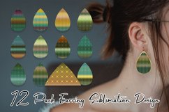 Sublimation earring bundle grid pattern gradient green Product Image 1