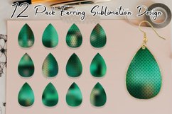 Teardrop Earring Sublimation line pattern gradient green Product Image 1