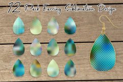Teardrop Earring Sublimation line pattern gradient blue Product Image 1