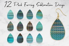 Sublimation earring art deco pattern gradient blue color Product Image 1