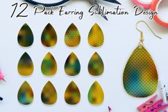 Teardrop Earring Sublimation line pattern dark green Product Image 1