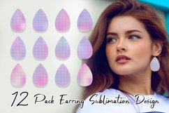 Sublimation earring line grid pattern gradient pink Product Image 1