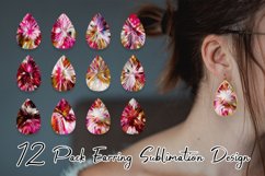 Teardrop earring sublimation pink colorful metallic sparkle Product Image 1