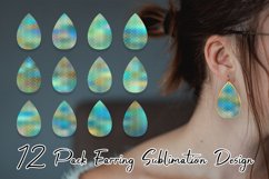 Sublimation earring grid line pattern gradient turquoise Product Image 1