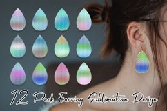 Sublimation earring grid line pattern gradient blue color Product Image 1