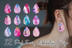 Teardrop earring sublimation pink color metallic sparkle Product Image 1