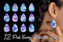 Sublimation earring bundle grid pattern gradient blue Product Image 1