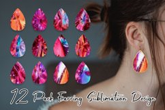 Teardrop earring sublimation pink metallic sparkle Product Image 1