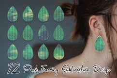 Sublimation earring art deco pattern gradient green color Product Image 1