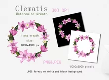 Watercolor flower wreath clipart. Sublimation designs PNG Product Image 2
