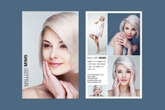 Professional model comp card template designed for models, agencies, and portfolios. Clean, modern layout to showcase photos, stats, and contact details—perfect for casting calls and personal branding.