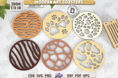 Modern Art Coaster Laser Cut|Cup Coasters|Animals Print SVG Product Image 2