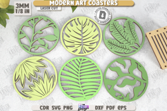 Modern Art Coaster Laser Cut|Cup Coasters|Natural Design SVG Product Image 2
