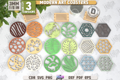 Modern Art Coasters Laser Cut Bundle|Drink Coasters SVG| CNC Product Image 1