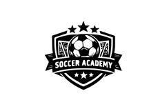 Modern Black and White Soccer Academy Emblem Design Product Image 1