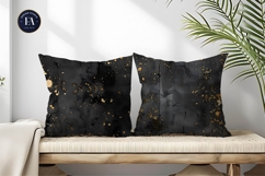 Modern Black Concrete Gold Digital Paper Product Image 2