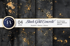 Modern Black Concrete Gold Digital Paper Product Image 1