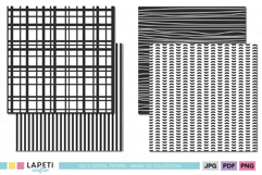 black white scrapbook paper with stripes and grids