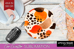 Modern Boho Car Coaster - Doodle Texture Coaster PNG Product Image 1