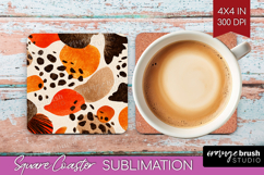 Modern Boho Square Coaster - Doodle Texture Coaster PNG Product Image 1