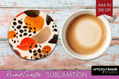 Modern Boho Round Coaster - Doodle Texture Coaster PNG Product Image 1