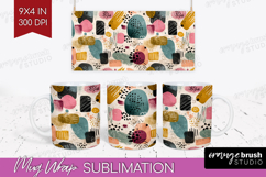 Modern Boho Mug Wrap - Doodle Texture Mug PNG Sublimation Product Image 1