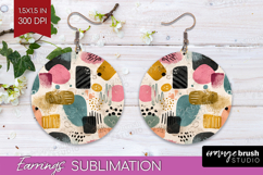 Modern Boho Round Earrings - Doodle Texture PNG Sublimation Product Image 1