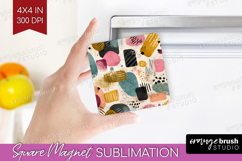 Modern Boho Magnet Sublimation - Doodle Texture Square PNG Product Image 1
