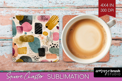 Modern Boho Square Coaster - Doodle Texture Coaster PNG Product Image 1