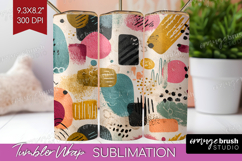 Modern Boho Tumbler Wrap - Doodle Texture Tumbler PNG Product Image 1