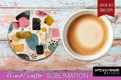 Modern Boho Round Coaster - Doodle Texture Coaster PNG Product Image 1