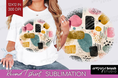 Modern Boho Round Tshirt Background - Doodle Texture PNG Product Image 1