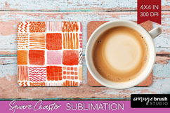 Modern Boho Square Coaster - Doodle Texture Coaster PNG Product Image 1